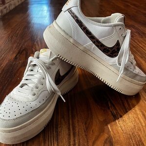 Ladies Nike Court Vision Alta platform with leopard swoosh!